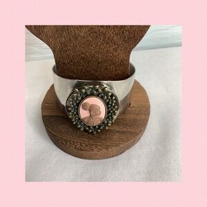 Elegant Silver and Pink Cameo Bracelet